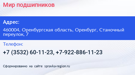 Мир подшипников - визитка