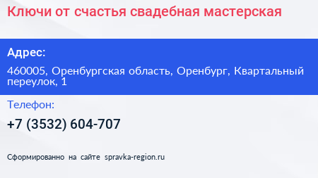 Ключи от счастья свадебная мастерская - визитка