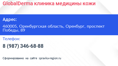 GlobalDerma клиника медицины кожи - визитка