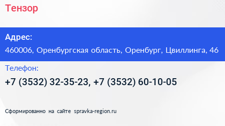Тензор - визитка