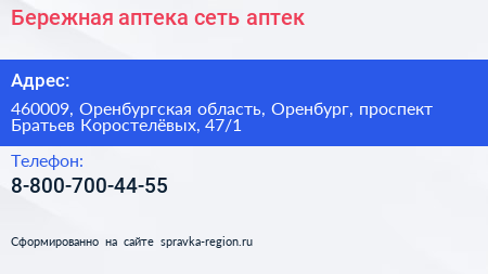 Бережная аптека сеть аптек - визитка