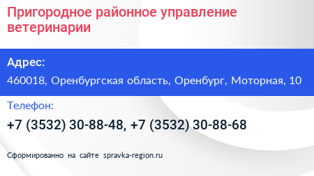 Пригородное районное управление ветеринарии - визитка