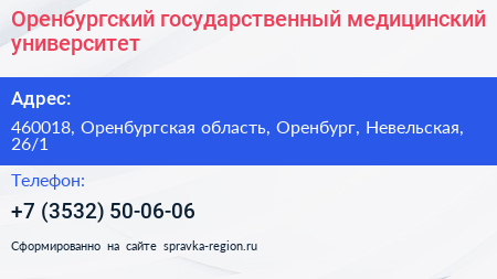 Оренбургский государственный медицинский университет - визитка