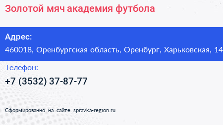 Золотой мяч академия футбола - визитка