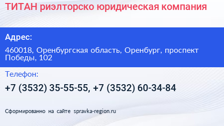 ТИТАН риэлторско юридическая компания - визитка