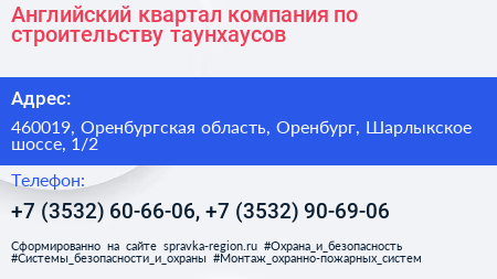 Английский квартал компания по строительству таунхаусов - визитка
