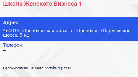 Школа Женского Бизнеса 1 - визитка