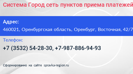 Система Город сеть пунктов приема платежей - визитка