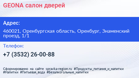 GEONA салон дверей - визитка