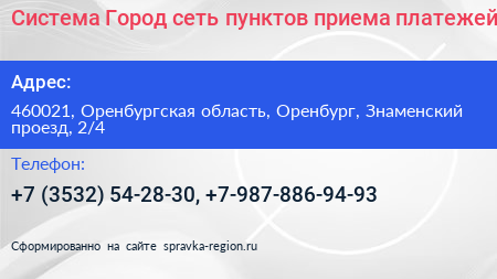 Система Город сеть пунктов приема платежей - визитка