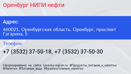 Оренбург НИПИ нефти - визитка
