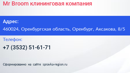 Mr Broom клининговая компания - визитка