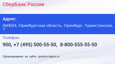 СберБанк России - визитка