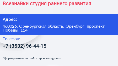 Всезнайки студия раннего развития - визитка