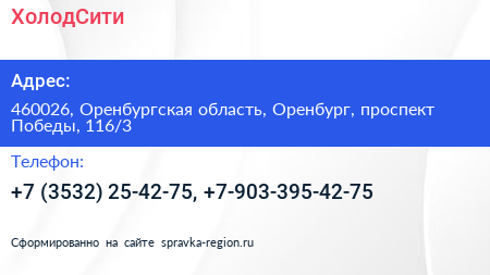 ХолодСити - визитка