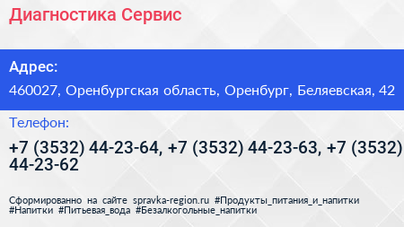 Диагностика Сервис - визитка