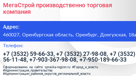 МегаСтрой производственно торговая компания - визитка
