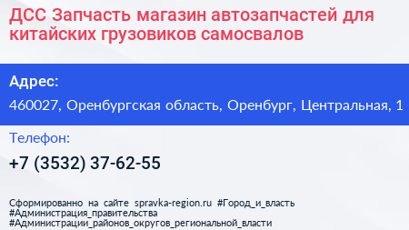 ДСС Запчасть магазин автозапчастей для китайских грузовиков самосвалов - визитка