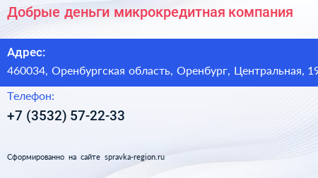 Добрые деньги микрокредитная компания - визитка