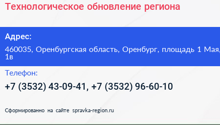 Технологическое обновление региона - визитка