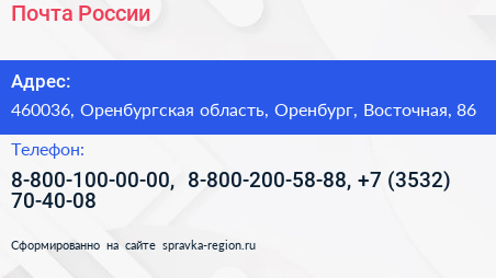 Почта России - визитка