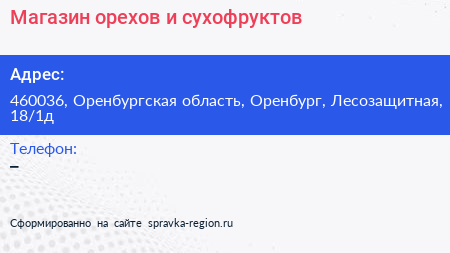 Магазин орехов и сухофруктов - визитка