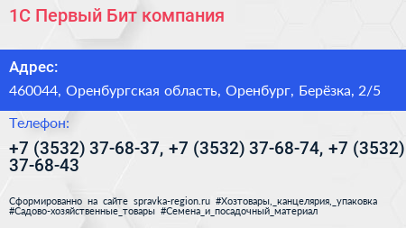 1С Первый Бит компания - визитка