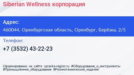 Siberian Wellness корпорация - визитка