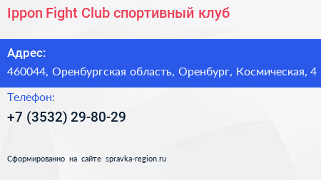 Ippon Fight Club спортивный клуб - визитка