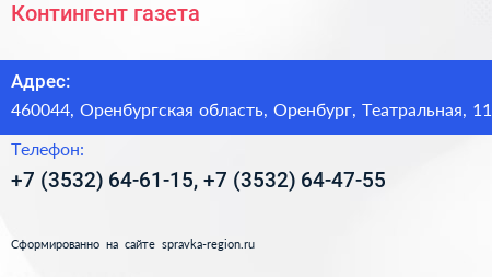 Контингент газета - визитка