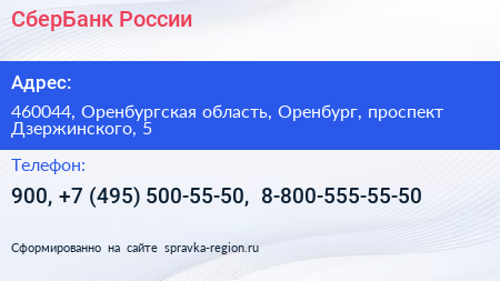 СберБанк России - визитка