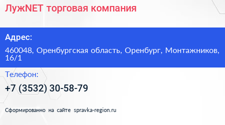 ЛужNET торговая компания - визитка