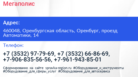 Мегаполис - визитка