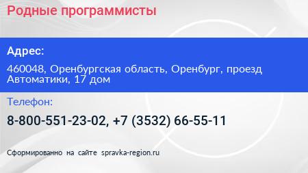 Родные программисты - визитка