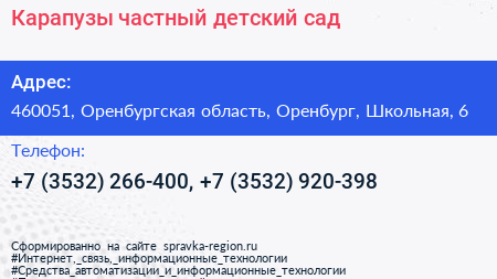 Карапузы частный детский сад - визитка
