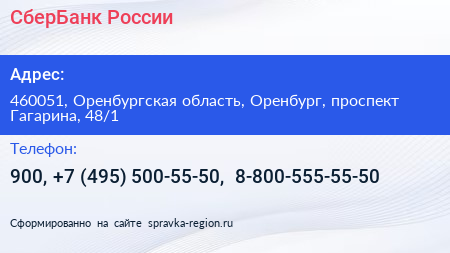 СберБанк России - визитка