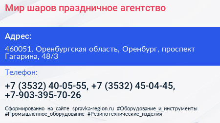 Мир шаров праздничное агентство - визитка
