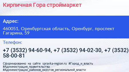 Кирпичная Гора строймаркет - визитка