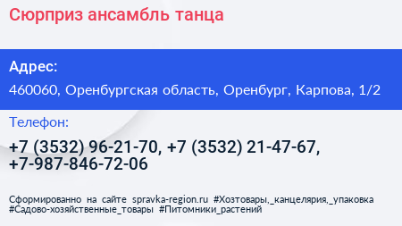 Сюрприз ансамбль танца - визитка