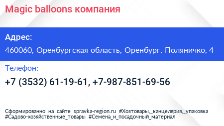 Magic balloons компания - визитка