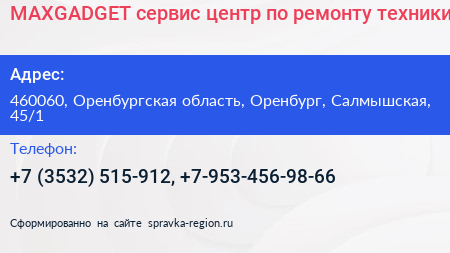 MAXGADGET сервис центр по ремонту техники - визитка