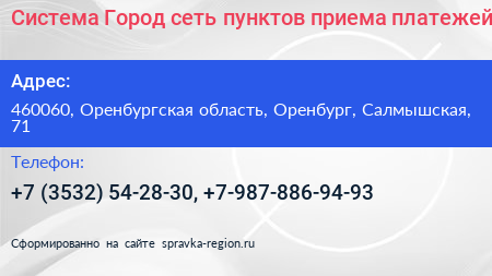 Система Город сеть пунктов приема платежей - визитка