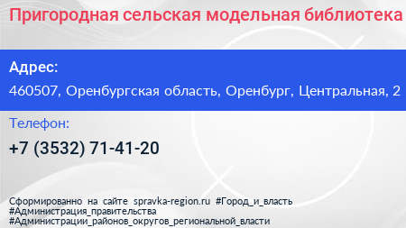 Пригородная сельская модельная библиотека - визитка