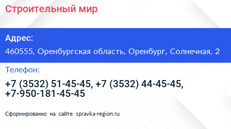 Строительный мир - визитка