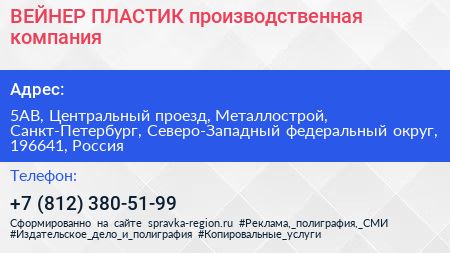 ВЕЙНЕР ПЛАСТИК производственная компания - визитка