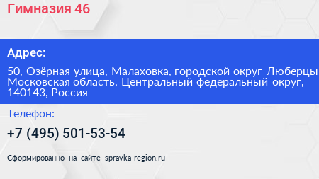 Гимназия 46 - визитка