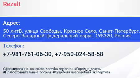 Rezalt - визитка