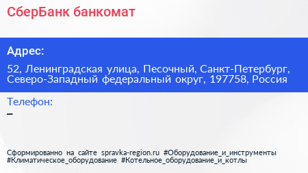 СберБанк банкомат - визитка