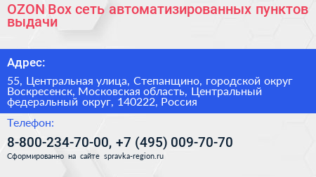 OZON Box сеть автоматизированных пунктов выдачи - визитка