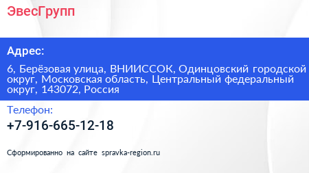 ЭвесГрупп - визитка